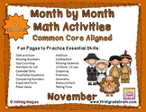 Month by Month Math Activities - Common Core Aligned - November