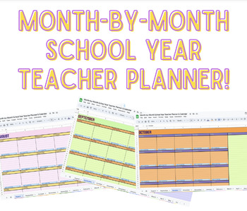 Preview of Month-by-Month School Year Teacher Planner & Calendar! (Editable & Ready to Use)