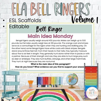 Preview of Month of ELA and Writing Bell Ringers: Volume 1, Middle School