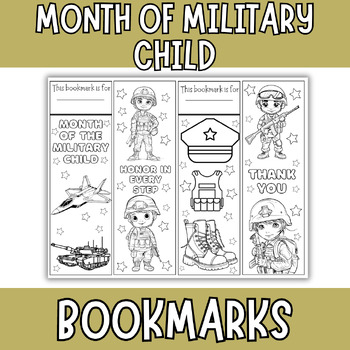 Preview of Month of Military Child Bookmarks to Color | Military Child Coloring Bookmarks