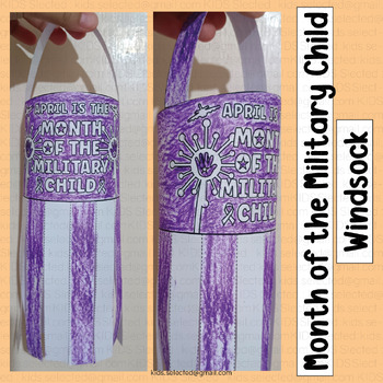 Preview of Month of the Military Child Craft Windsock Bulletin Board Activities Purple Art