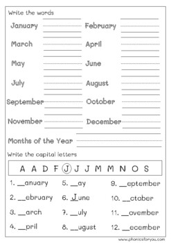 Month of the Year. Worksheet by phonicsforyou | Teachers Pay Teachers
