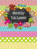 Month or Holiday Themed Tub Organization Labels