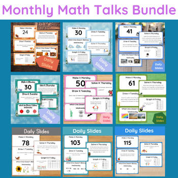 Preview of Math Number Talk Google Slides and Student Notebook Yearlong Bundle