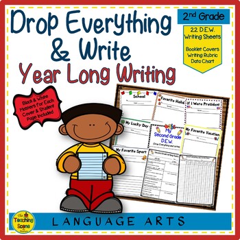 Preview of Second Grade Year Long D.E.W. (Drop Everything & Write), Rubrics & Data Charts