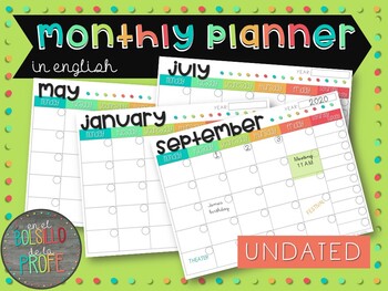 Preview of Monthly planner template · UNDATED