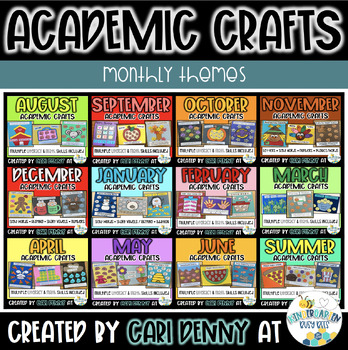 Monthly Academic Crafts | Literacy & Math Craftivities | *YEAR LONG BUNDLE*