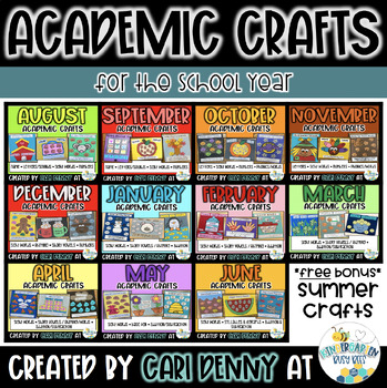 Preview of Monthly Academic Crafts | Literacy & Math Craftivities | *YEAR LONG BUNDLE*