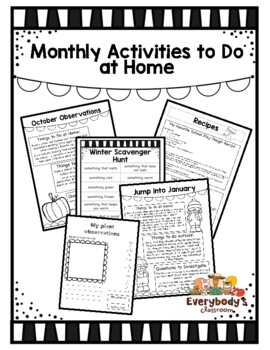 Preview of Monthly Activities to Do at Home for Preschool Families