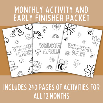 Preview of Monthly Activity Packet | Morning Work, Early Finisher, Seasonal Activities