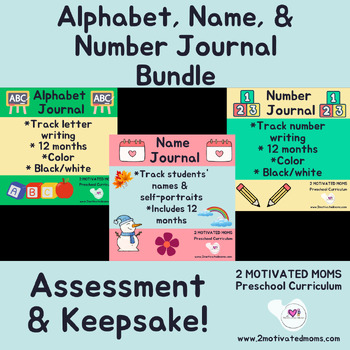 Preview of Monthly Alphabet,Name, & Number Journal, Portfolio, Preschool, Kindergarten