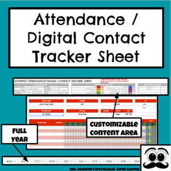 Preview of Monthly Attendance / Digital Contact Tracker - Distance Learning or In Class