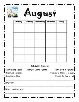 Preview of Monthly Behavior Calendar