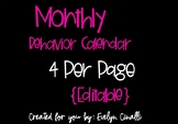 Monthly Behavior Calendar {editable}