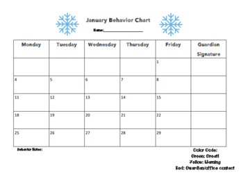 Preview of Monthly Behavior Calendar EDITABLE Jan 2021-June 2022