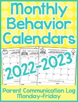 Preview of Monthly Behavior Calendars 2022-2023: Digital and Print