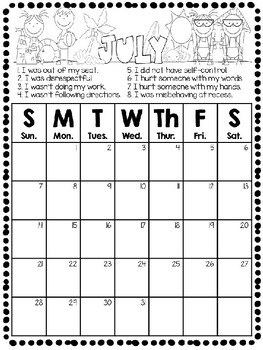 EDITABLE!!! Monthly Behavior Calendars for 2024-2025 by Mrs Carr's Corner