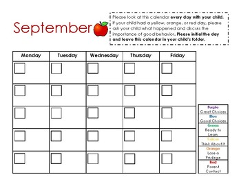 Preview of Monthly Behavior Chart - Editable