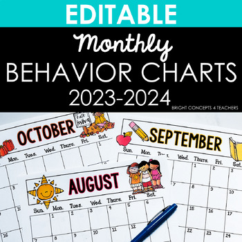Preview of Monthly Behavior Charts & Calendars {EDITABLE}