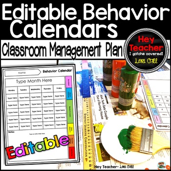 Preview of Editable Positive Monthly Behavior Plan, Calendars, Think Sheets, & Clip Chart