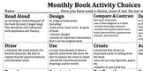 Monthly Book Activity Projects