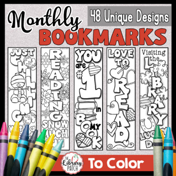 Preview of Monthly Bookmarks to Color