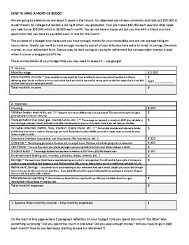 Preview of Monthly Budget Activity