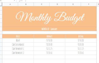Preview of Monthly Budget Spreadsheet