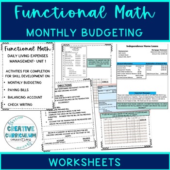 Preview of Life Skills Monthly Budget Bill Pay Check Writing Printable Program Unit 1
