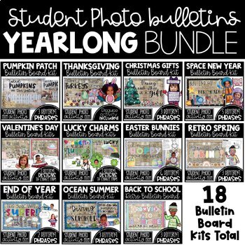 Preview of Monthly Bulletin Board Growing Bundle - Student Photo Activities - Seasonal