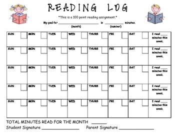 Monthly By the Minute Reading Log by APRIL DEESE | TpT