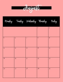 Monthly Calendar 2019-2020 - FREE by Mrs Alba Science Class | TPT