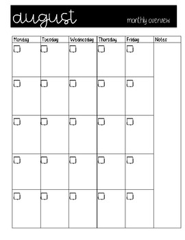 Monthly Calendar by Samantha Seizys | Teachers Pay Teachers