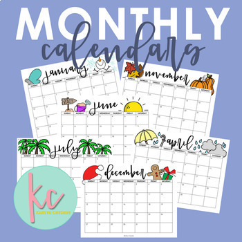 Preview of Monthly Calendar