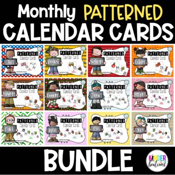 Preview of Monthly Patterned Calendar Cards for the FULL YEAR Bundle