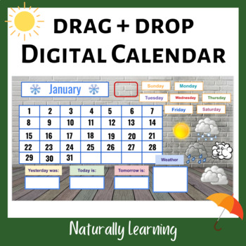 Preview of Monthly Calendar - Drag & Drop for Google Classroom
