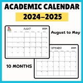 2024-2025 Teacher Academic Calendar Dated Monthly Planner
