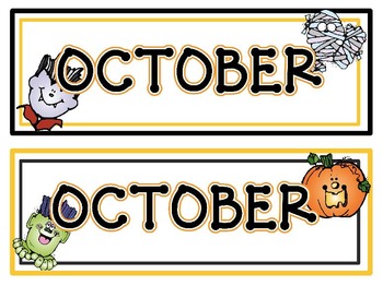 Calendar Headers for: October by Horner s Dugout TPT