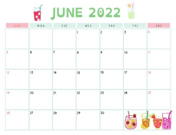 Preview of Monthly Calendar June 2022 ( Digital, Printable )