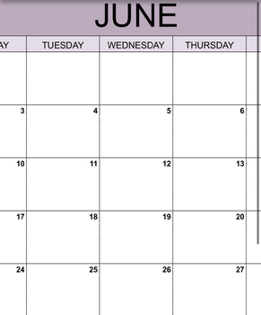 Preview of Monthly Calendar June 2024-June 2025