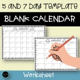 Monthly Calendar Template | Calendar Worksheets | Calendar