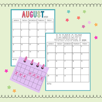 Monthly Calendar Templates 2023-2024 by MissAdamsTaught | TPT