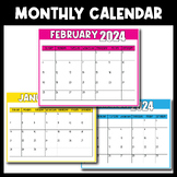 Monthly Calendar Templates 2024 | Back to School Templates