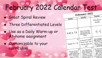 Preview of Monthly Calendar Test Spiral Review- February 2022