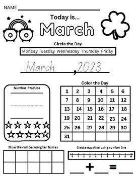 Monthly Calendar Worksheets Kindergarten by Oreonia Amos | TPT