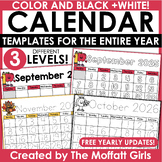 Monthly 2024-2026 Calendar Math Activity Traceable Worksheets