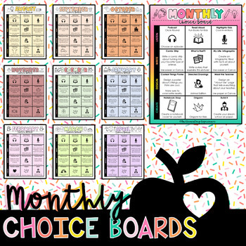 Preview of Monthly Choice Boards *Growing Bundle* {Digital Product}