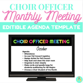 Preview of Monthly Choir Officer Meeting Agenda Slides | EDITABLE