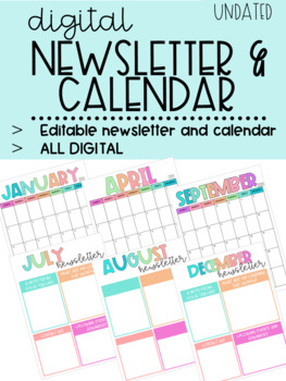 Preview of Monthly Class Newsletters and Calendars • EDITABLE • DIGITAL • BACK TO SCHOOL