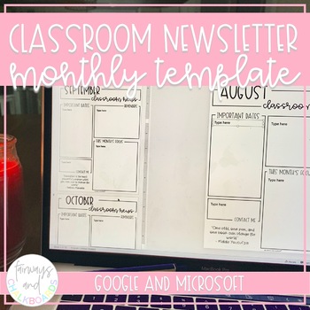 Preview of Monthly Classroom Newsletter EDITABLE Template